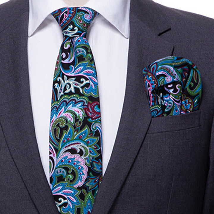 Conjunto de 2 corbatas con estampado floral de cachemira para hombre