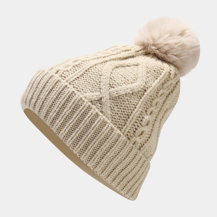 Conjunto de 3 piezas de gorro, bufanda y manoplas sin dedos de punto con cable para mujer
