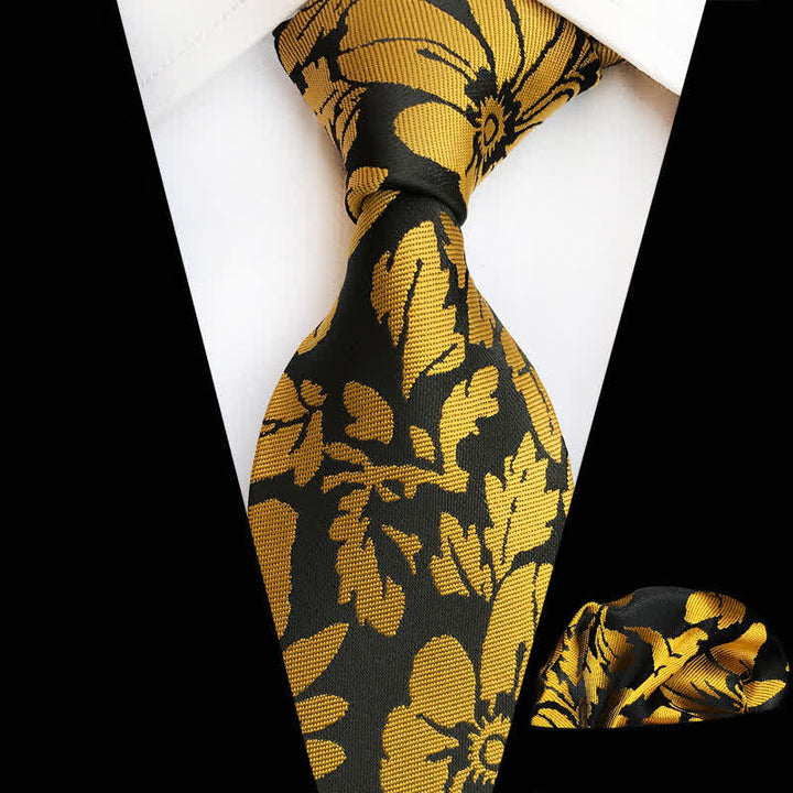 Conjunto de 2 corbatas florales con hojas de jardín para hombre