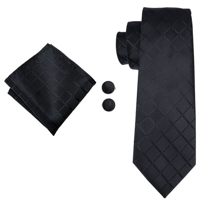 Conjunto de 3 corbatas de cuadros negros para hombre