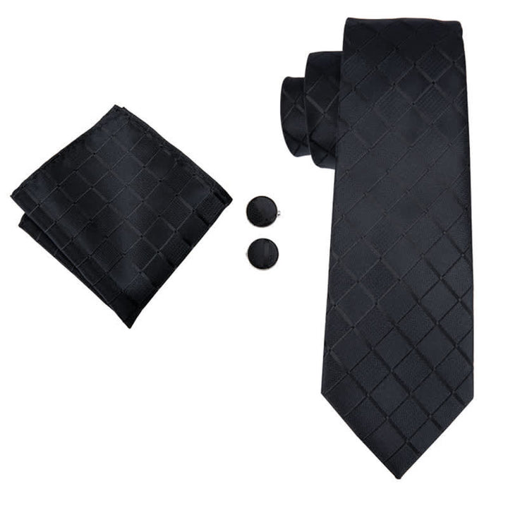 Conjunto de 3 corbatas de cuadros negros para hombre