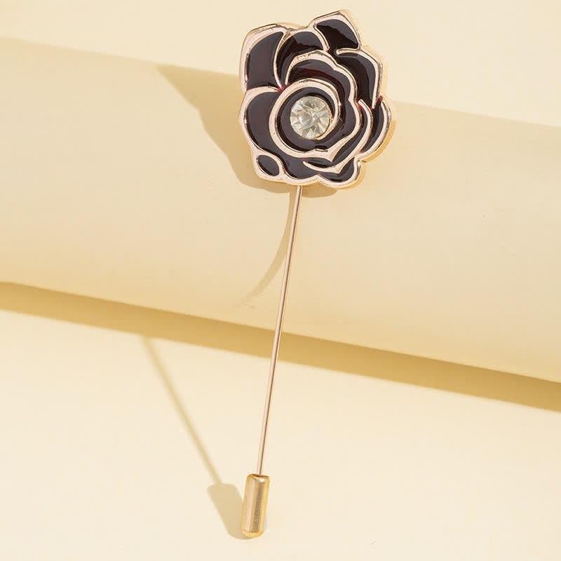 Broche de flor de rosa negra para mujer