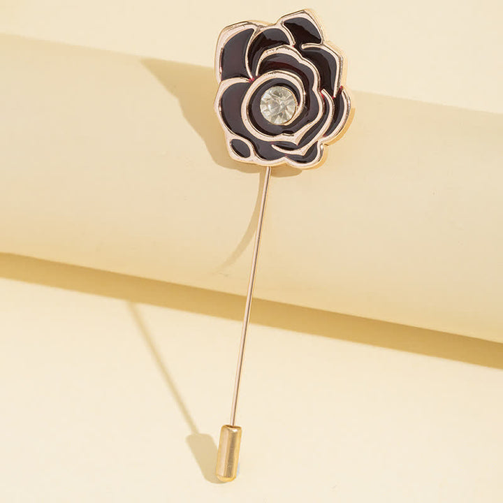 Broche de flor de rosa negra para mujer