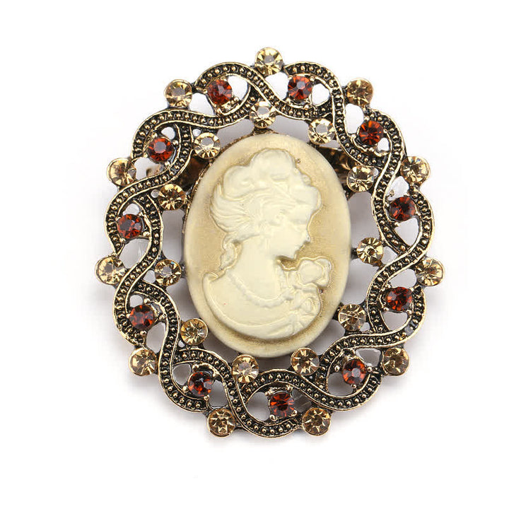 Broche de camafeo de reina del siglo XIX para mujer