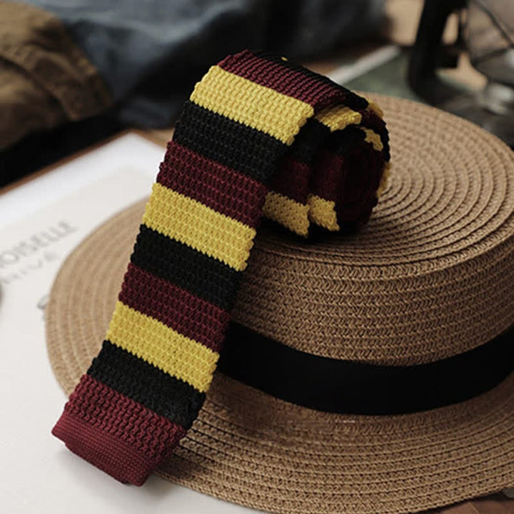 Corbata de punto con rayas horizontales de otoño para hombre