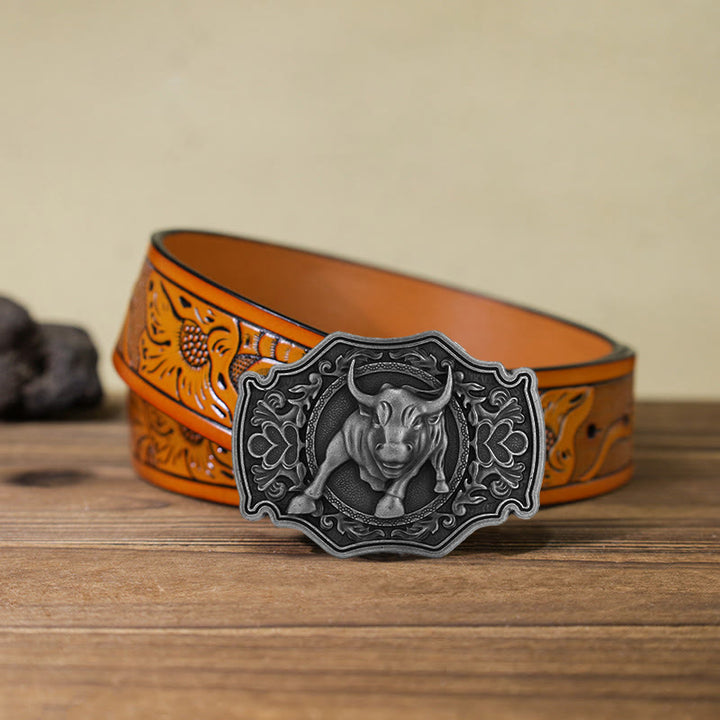 Cinturón de cuero con hebilla Matador para hombre hecho a mano