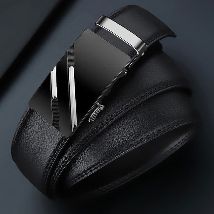 Cinturón de cuero con hebilla automática y relieve de lujo para hombre
