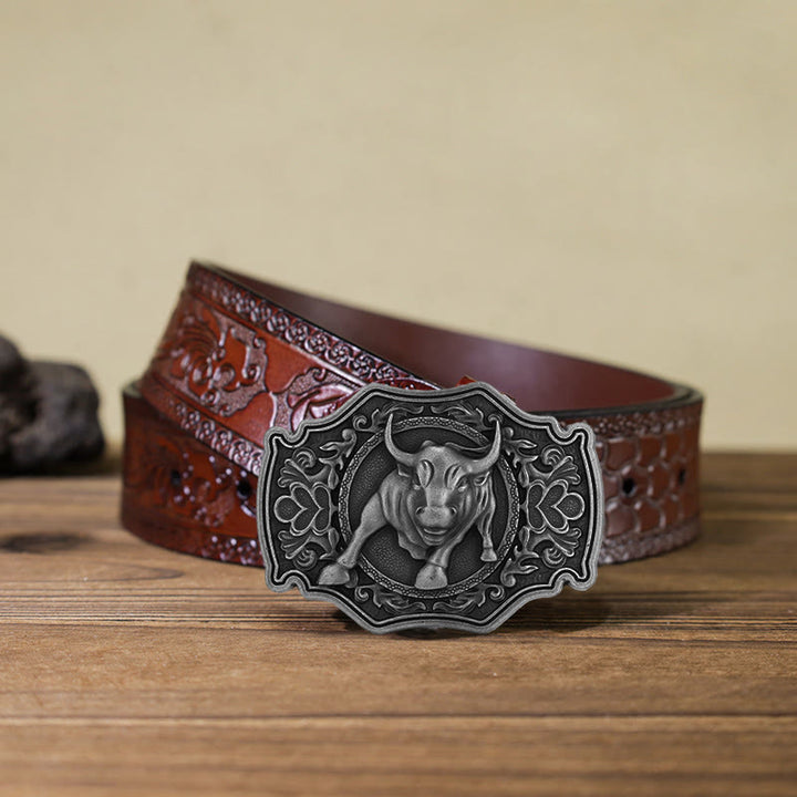 Cinturón de cuero con hebilla Matador para hombre hecho a mano