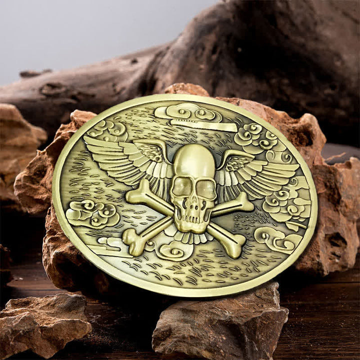Cinturón de cuero con hebilla para hombre, con diseño creativo de calavera y ángel, para llevar cerveza