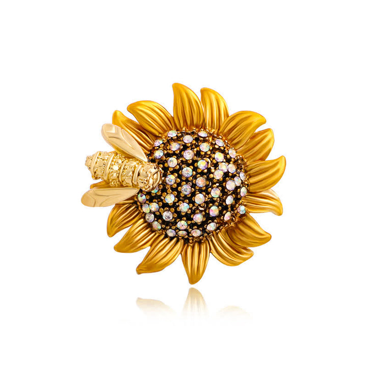 Broche de abeja encantadora con girasoles vivos para mujer