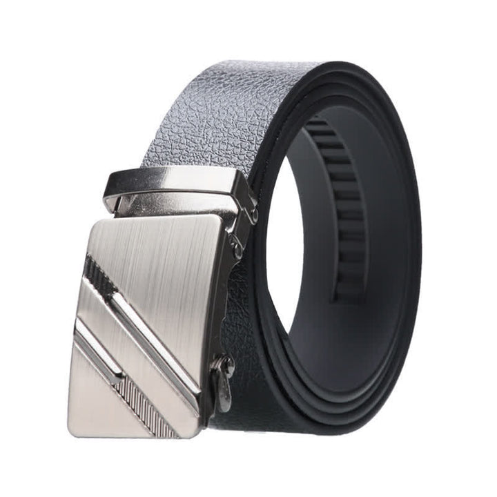 Cinturón de cuero negro con hebilla automática para hombre