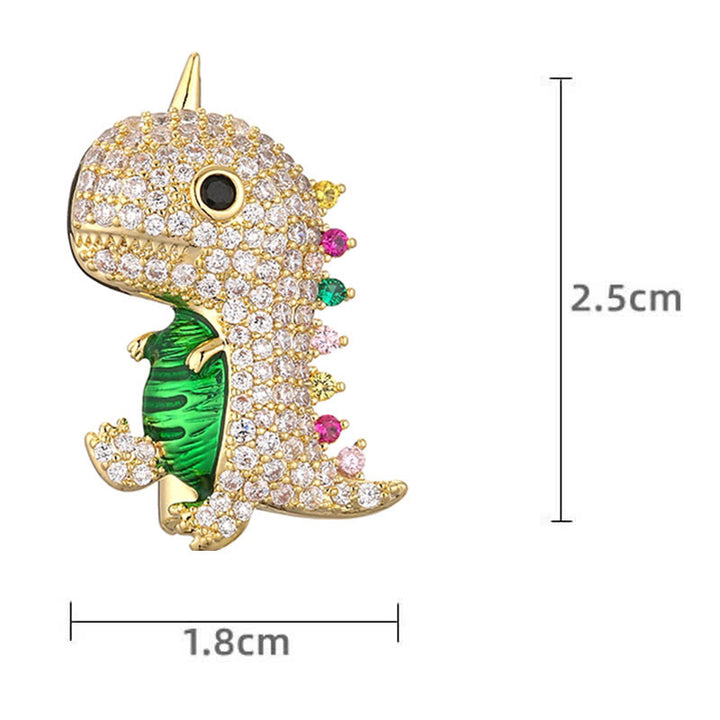 Broche de dinosaurio brillante con dibujos animados para mujer
