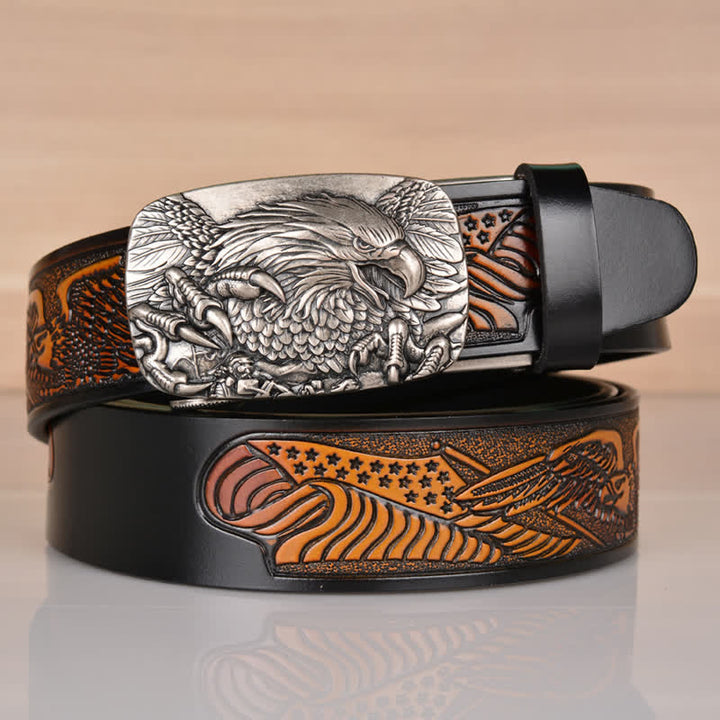 Cinturón de cuero con hebilla automática Mighty Eagle Sharp Claw para hombre