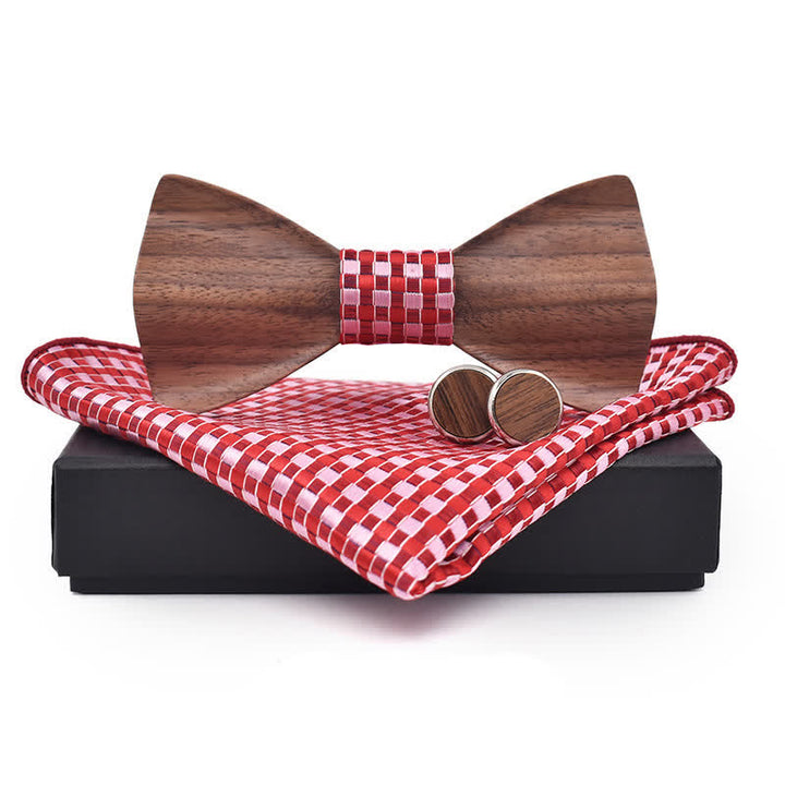Juego de 3 pajaritas de madera de nogal negro para hombre