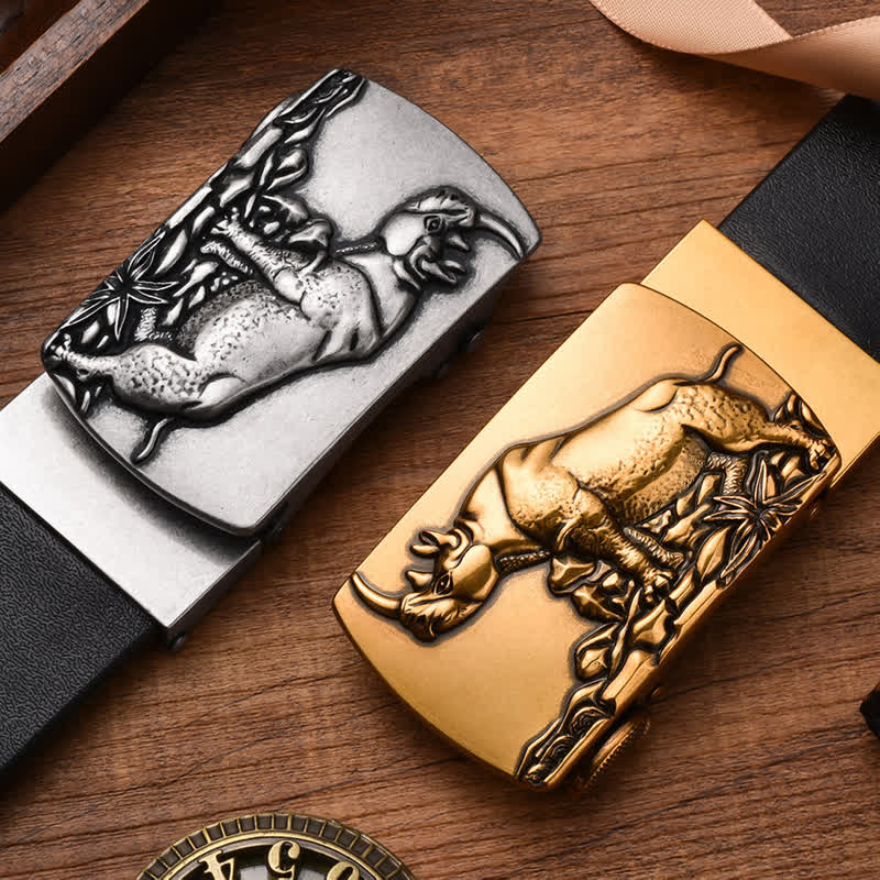 Cinturón de cuero con hebilla automática para hombre Standing Rhino Business