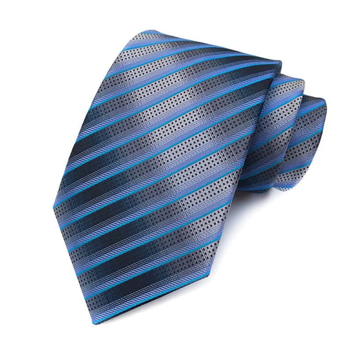 Conjunto de 3 corbatas modernas de rayas azules y grises para hombre