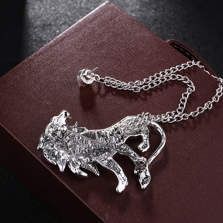 Broche de cadena con león dominante para hombre
