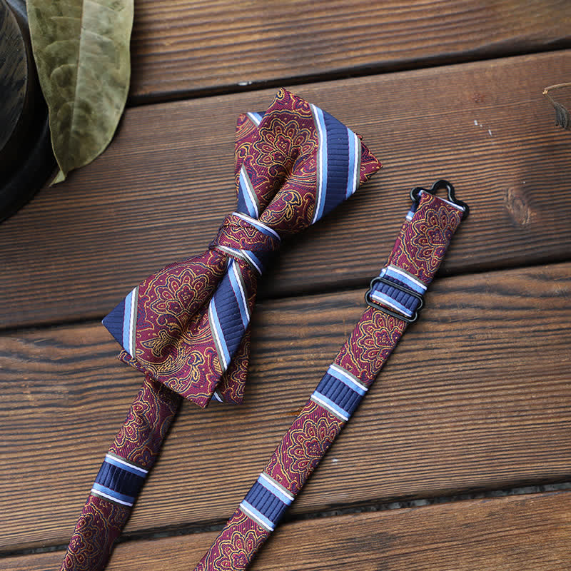 Pajarita floral con rayas británicas para hombre