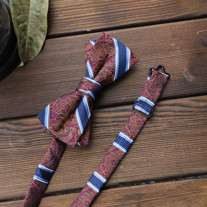 Pajarita floral con rayas británicas para hombre