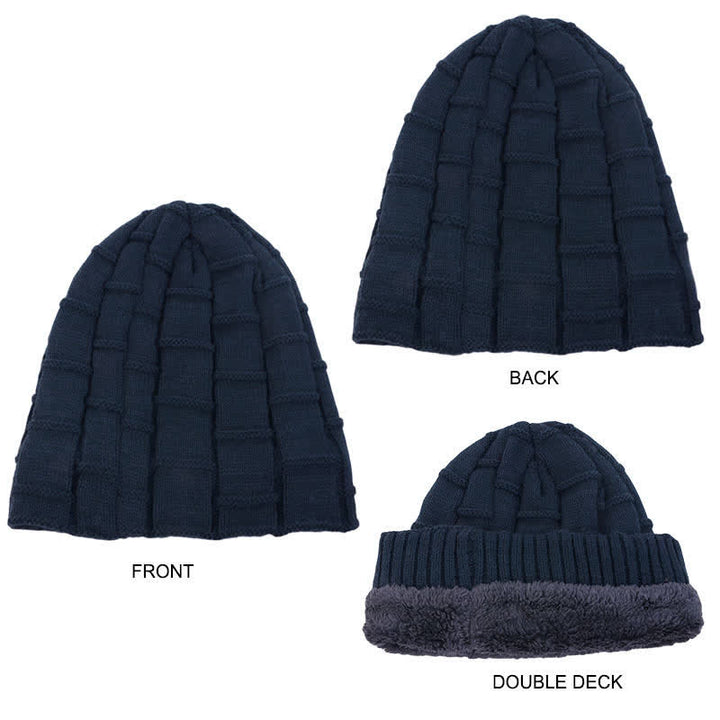 Gorro de punto cálido con forro de piel