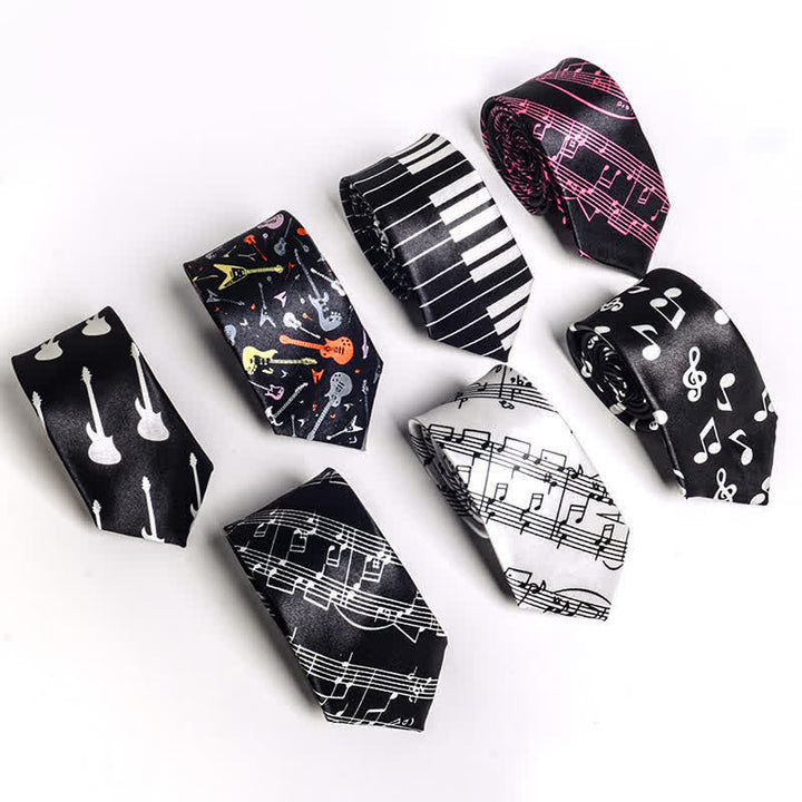Corbata con notas musicales de piano y personalidad para hombre