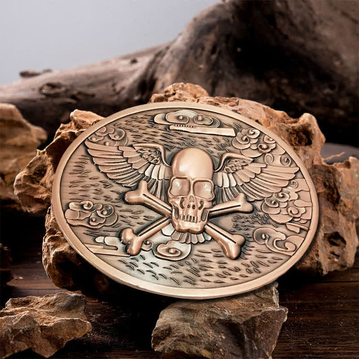 Cinturón de cuero con hebilla para hombre, con diseño creativo de calavera y ángel, para llevar cerveza