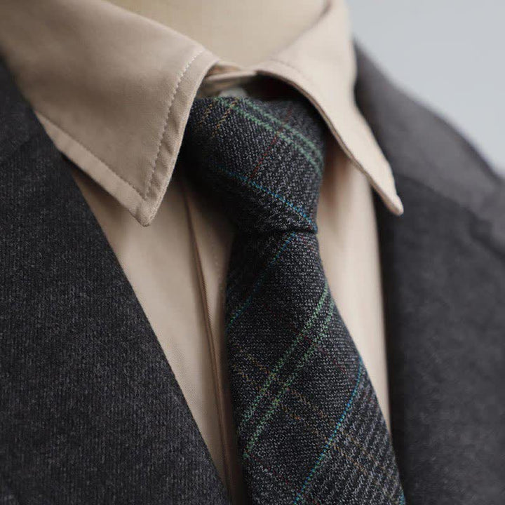 Corbata de cuadros con cremallera retro para hombre