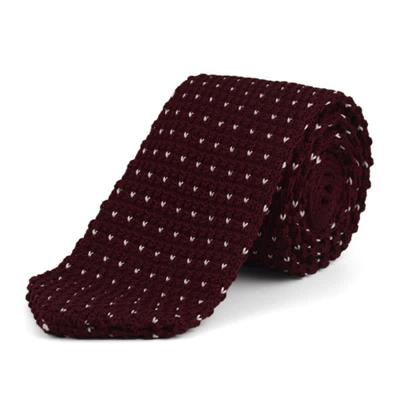 Corbata de punto con lunares en V y motas para hombre