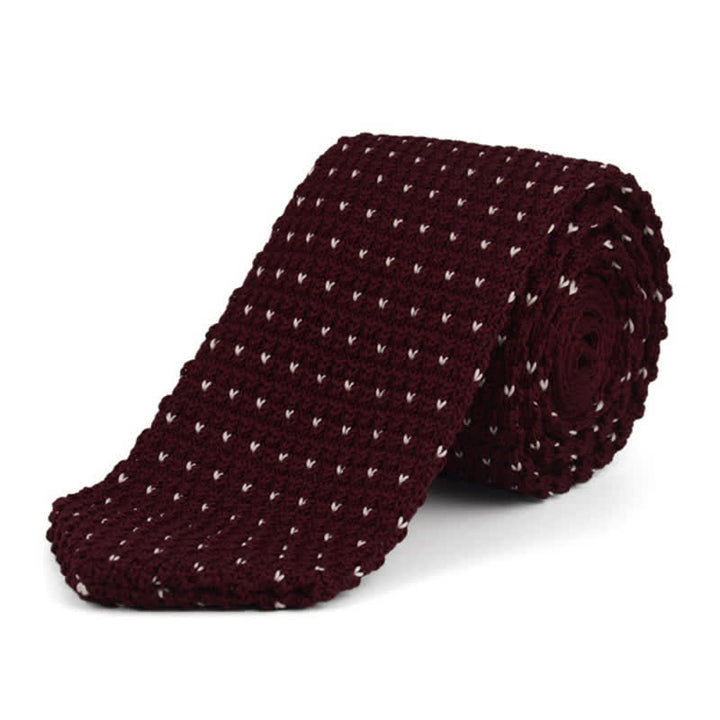 Corbata de punto con lunares en V y motas para hombre