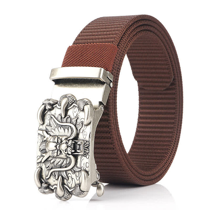 Cinturón de nailon informal con decoración de dragón para hombre