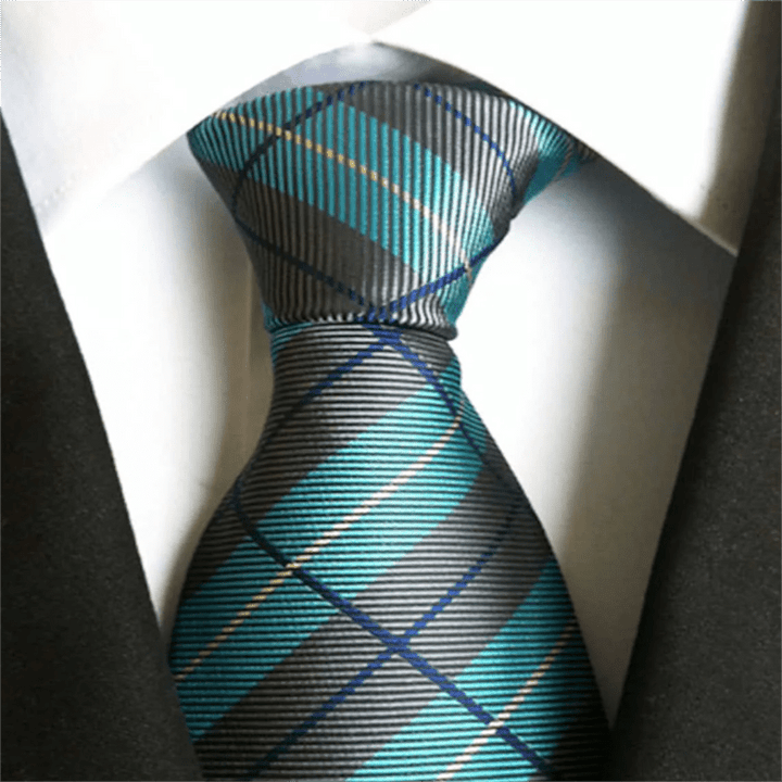 Corbata de cuadros con cremallera y diseño de rombos para hombre