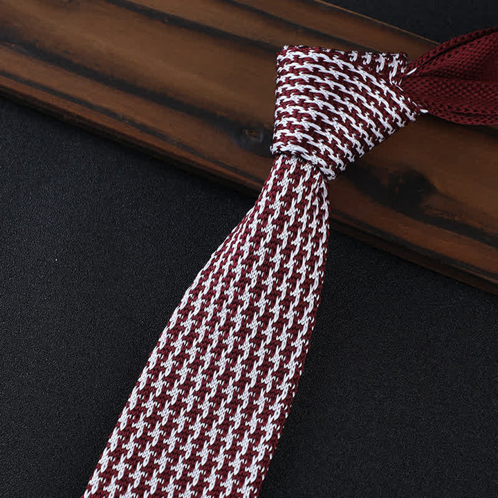 Corbata de punto con cuadros escoceses y pata de gallo para hombre