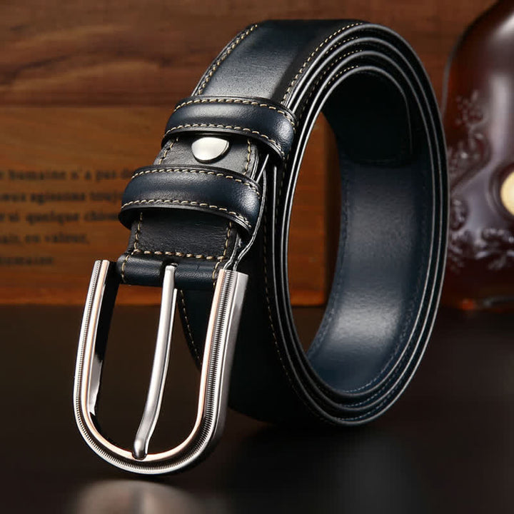 Cinturón de cuero elegante de doble cara estilo retro para hombre