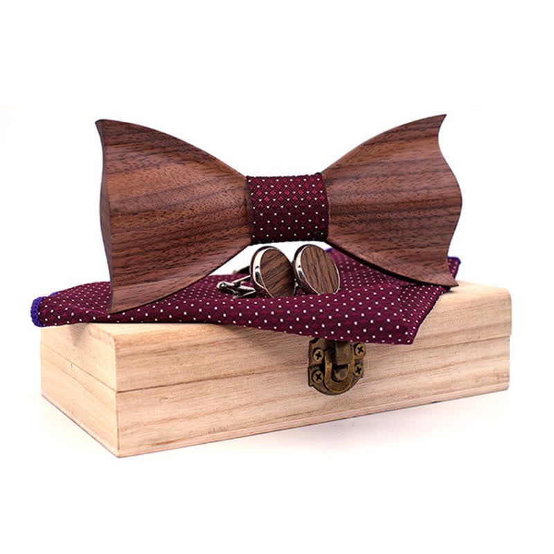 Juego de 3 pajaritas de madera de nogal negro en 3D para hombre