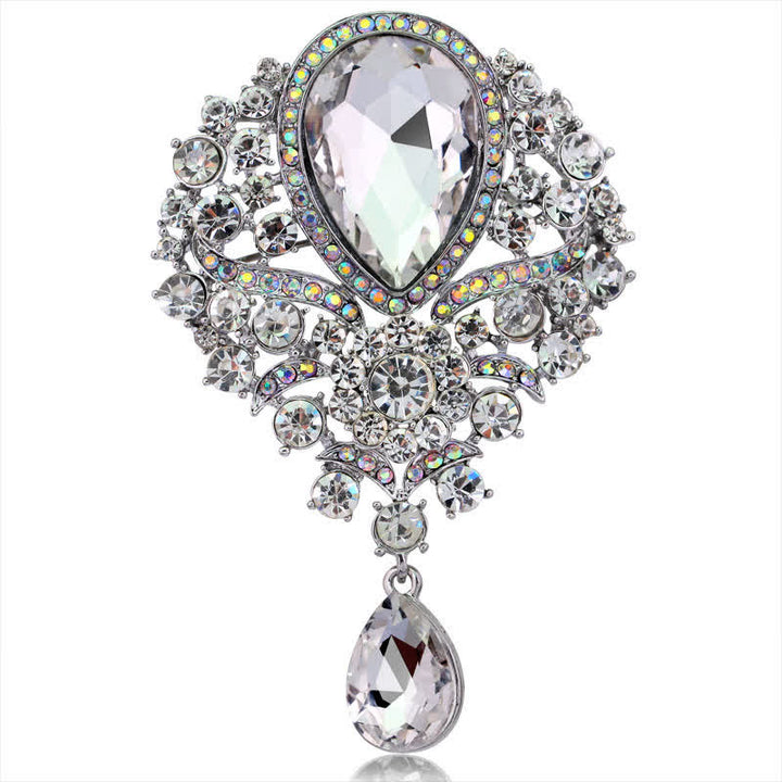 Broche de cristal transparente con forma de flor y gota de agua para mujer.
