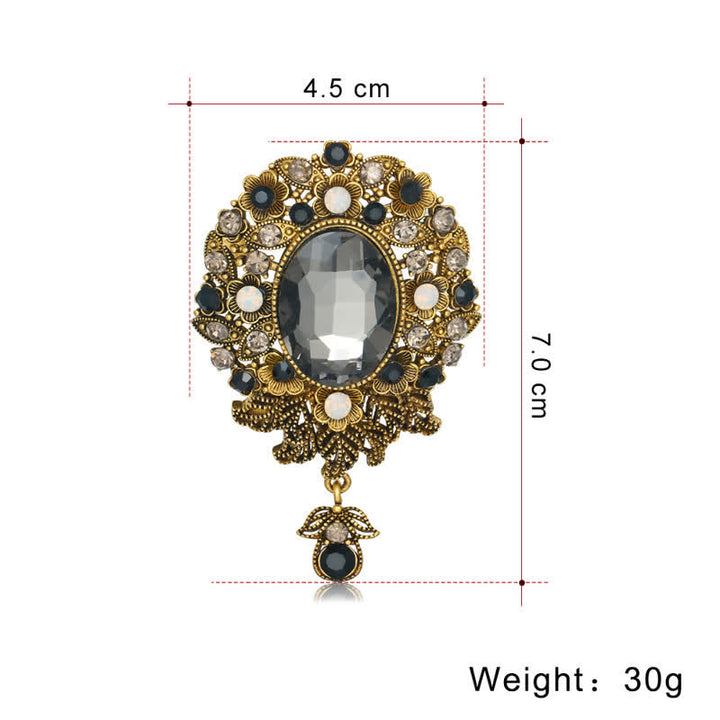 Broche de gota de agua de cristal redondo de Boheimia para mujer