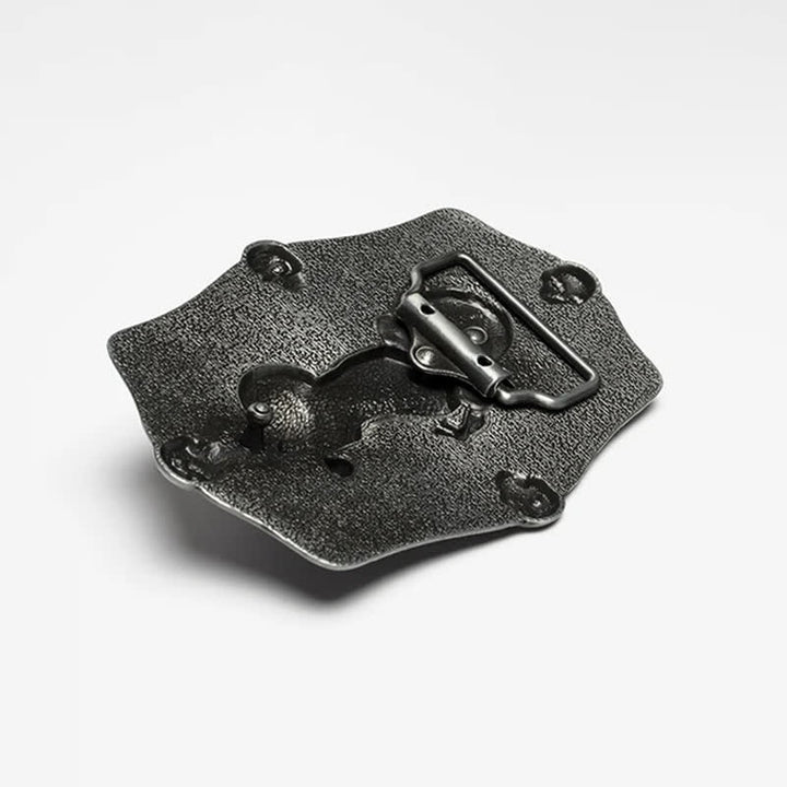 Cinturón de cuero con calavera y bandera estadounidense para hombre con diseño de motocicleta