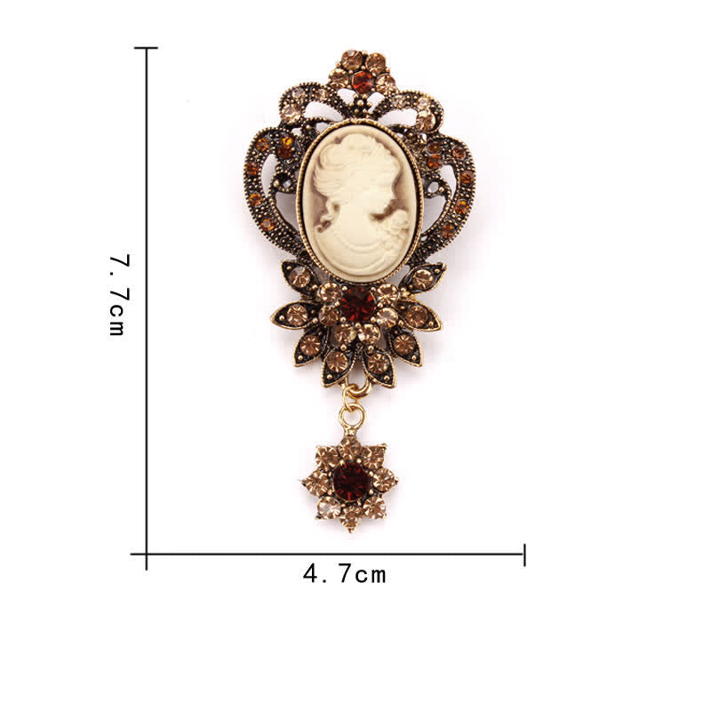 Broche de flores con camafeo antiguo para mujer