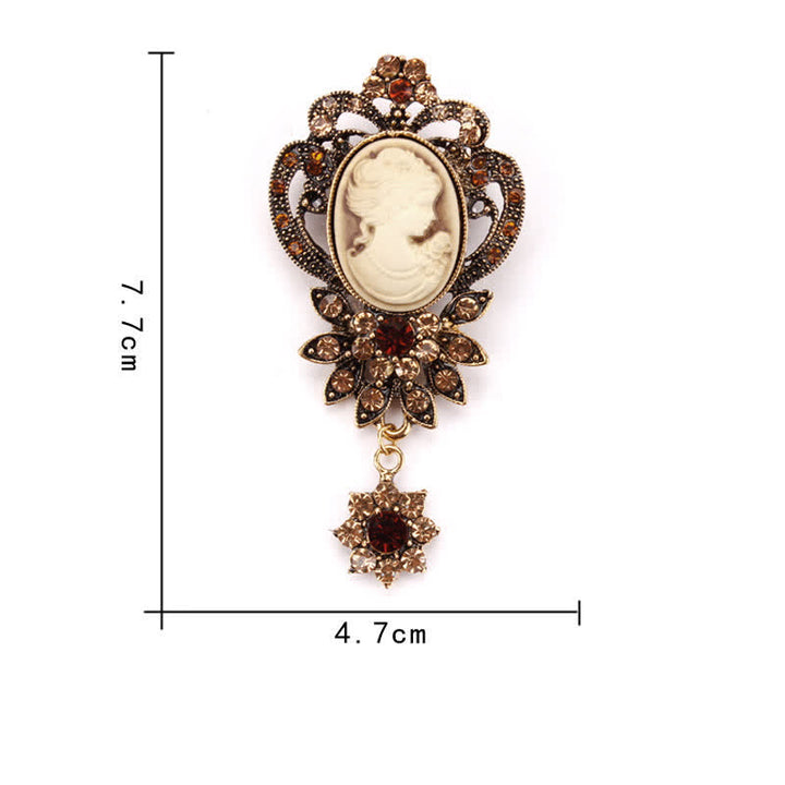 Broche de flores con camafeo antiguo para mujer