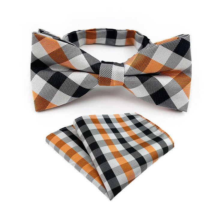 Conjunto de 2 pañuelos de bolsillo con pajarita a rayas a cuadros elegantes para hombre