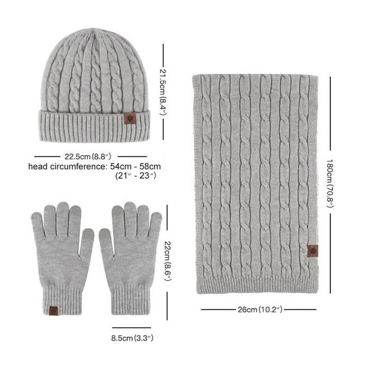 Conjunto de 3 guantes y bufanda unisex cálidos