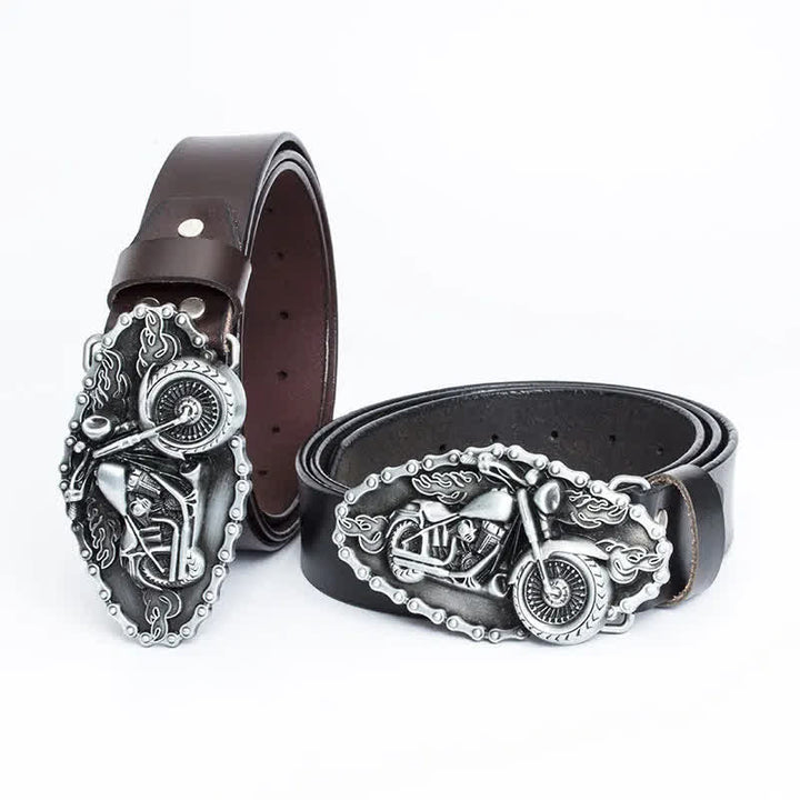 Cinturón de cuero para motocicleta con locomotora punk para hombre