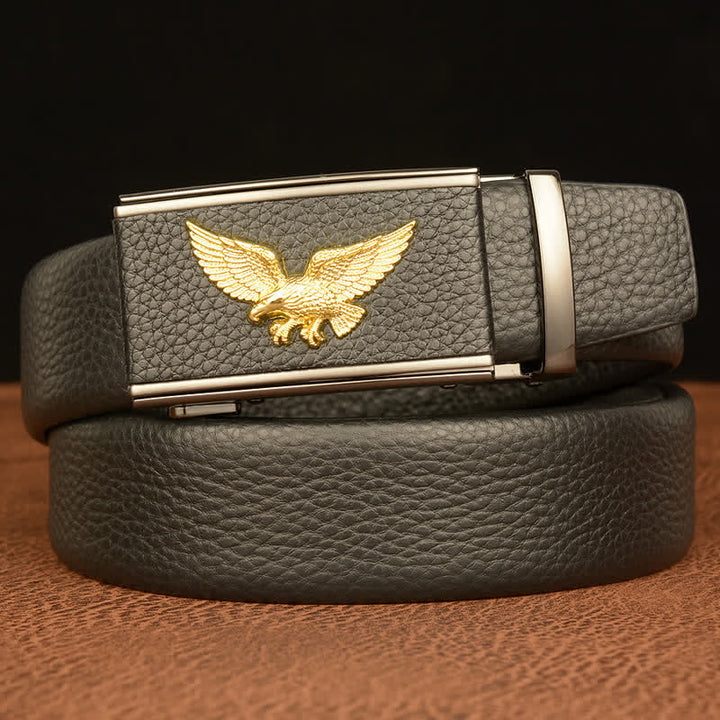 Cinturón de cuero con hebilla automática para hombre, estilo ejecutivo, con águila y halcón