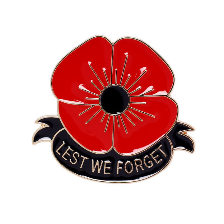 Broche unisex de 3 piezas con la frase Lest We Forget Poppy