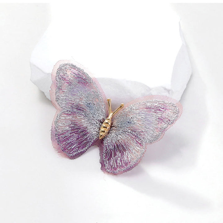 Broche de mariposa con bordado de ensueño para mujer