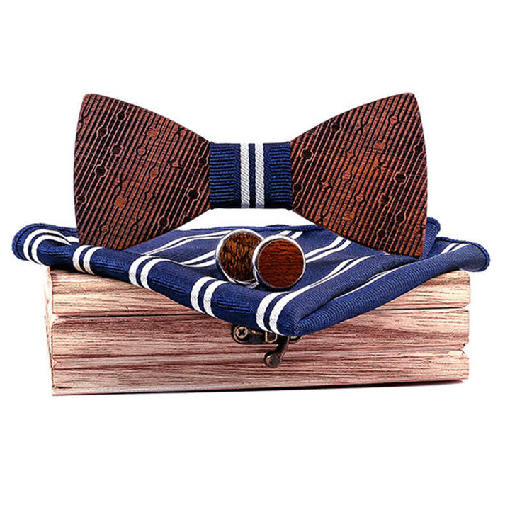Juego de 3 pajaritas de madera con forma de hojas huecas para hombre.