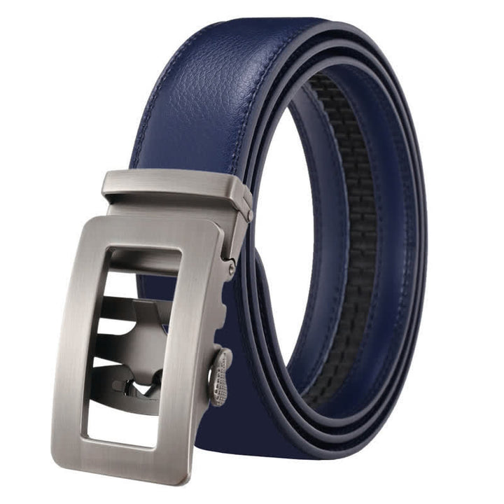 Cinturón de cuero con hebilla automática hueca simple para hombre