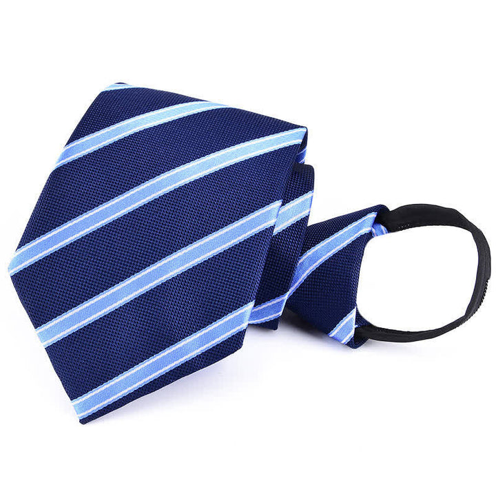 Corbata de negocios con cremallera y rayas a cuadros para hombre