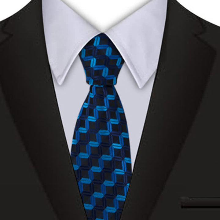 Corbata de hombre con geometría innovadora en azul oscuro