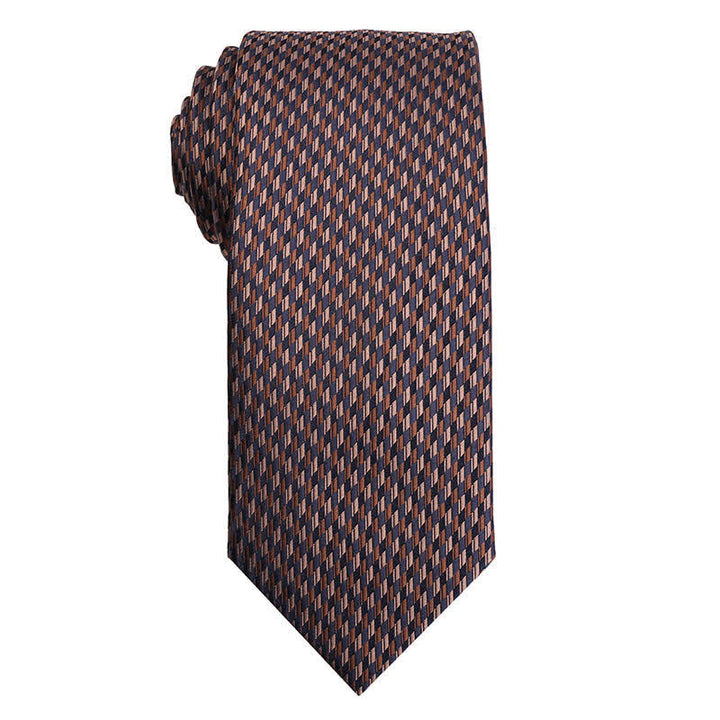 Corbata de cuadros micro de la serie Coffee Brown para hombre 